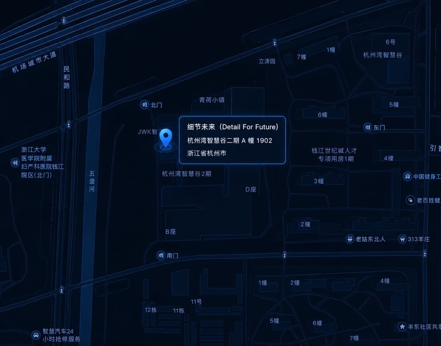 细节未来公司所在地地图，位于杭州湾智慧谷二期